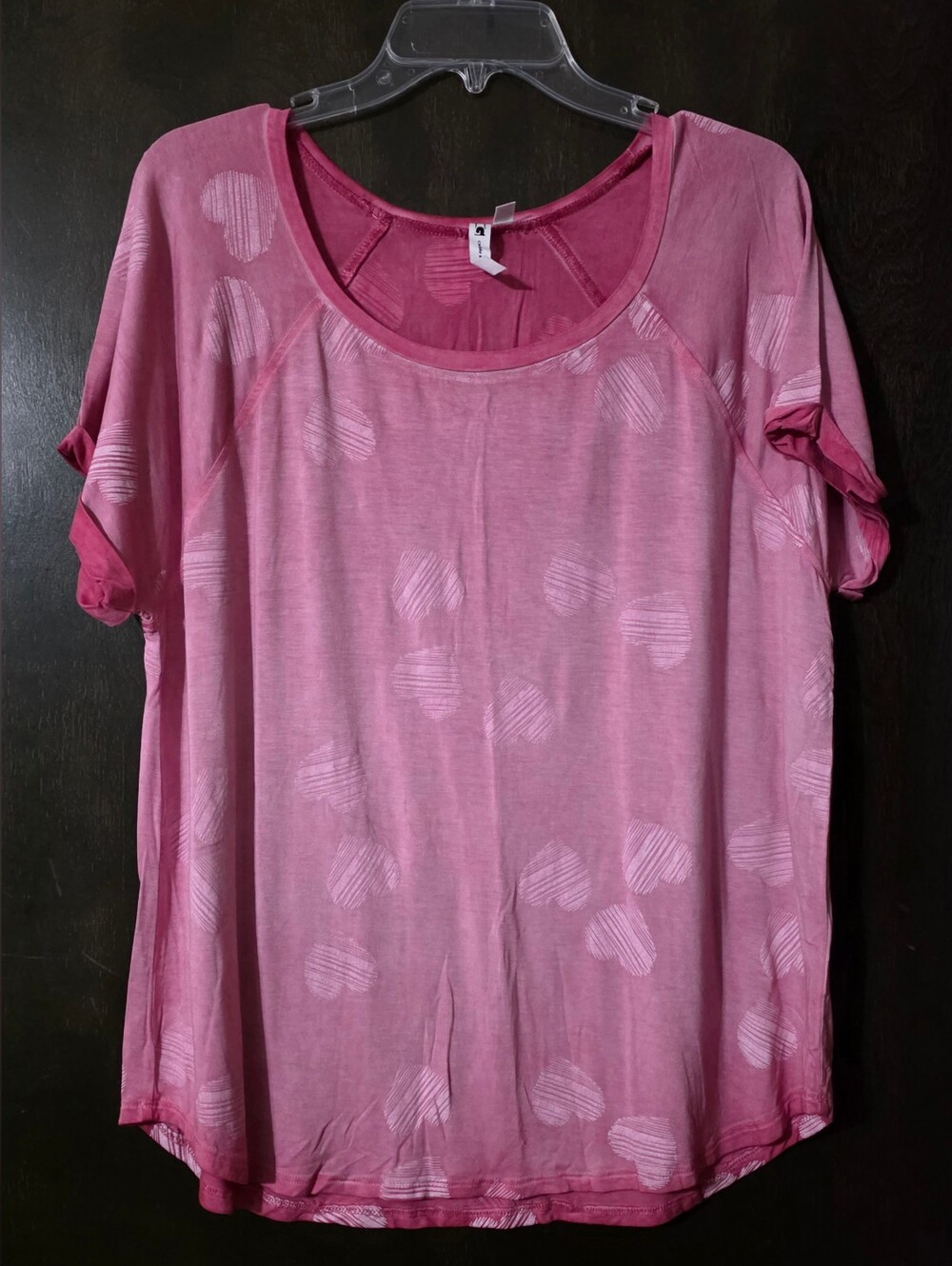 Cable & Gauge Pink Hombre Scoop Neck Short Sleeve Top Stretchy Soft Size XL